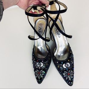 Aida Heels with Ankle Straps and Jewels Size 6